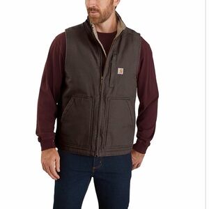 Carhartt Men's Dark Brown Work Vest, Lined